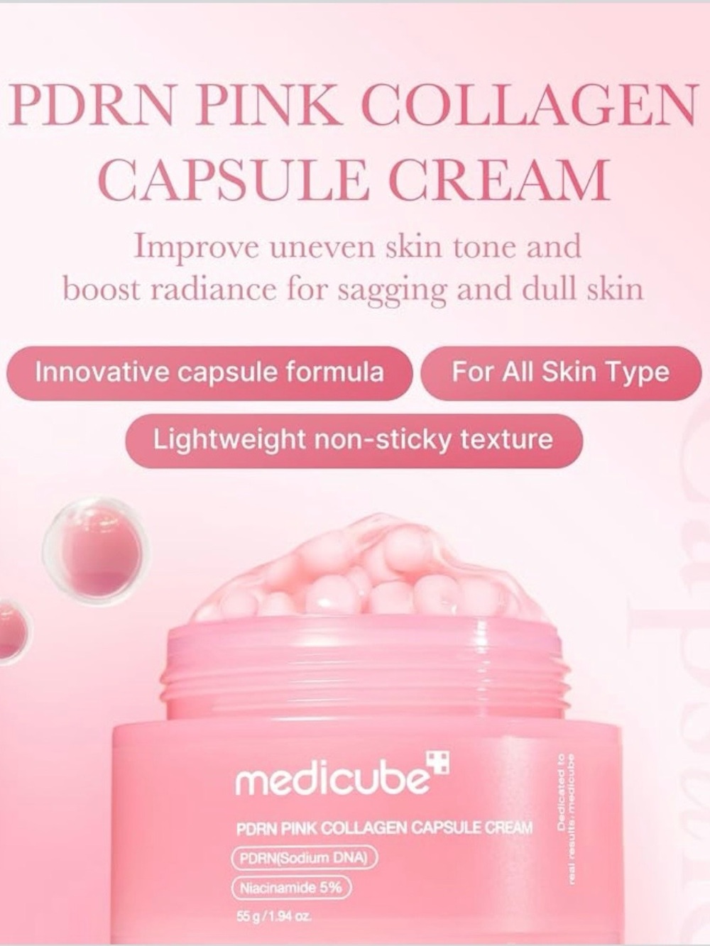 Medicube PDRN Pink Collagen Capsule Cream — Hydrating Pink Moisturizer